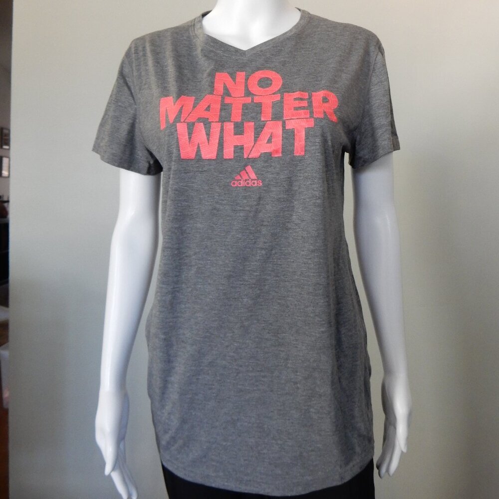 Adidas Womens Ultimate Climalite VNeck Tee Dark Grey Short Sleeve Large Tee NWOT